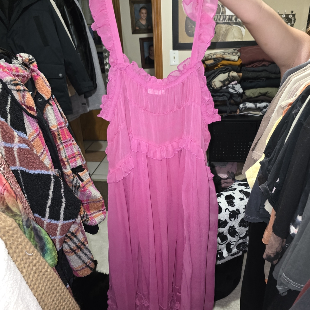 Free People Pink Ruffled Nightgown